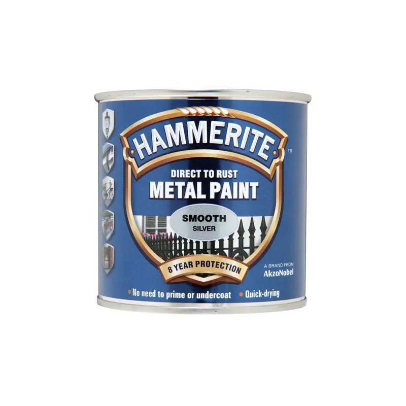 Hammerite Smooth Silver Metal Paint 250Ml 1