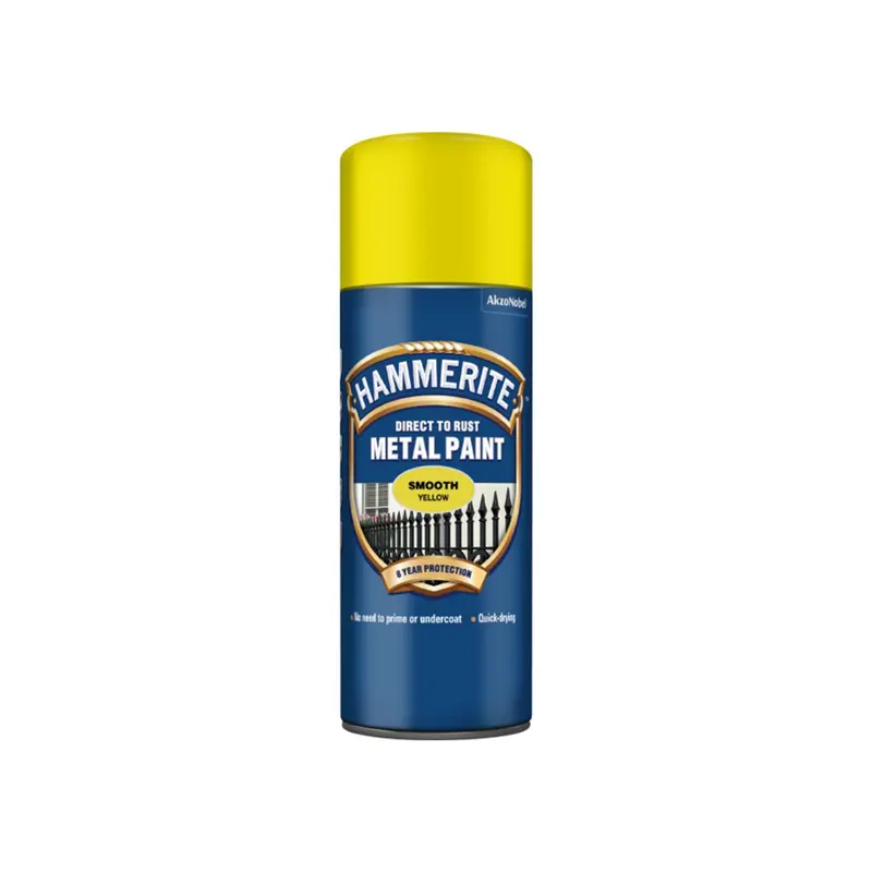 Hammerite Smooth Yellow Metal Paint 400Ml 1