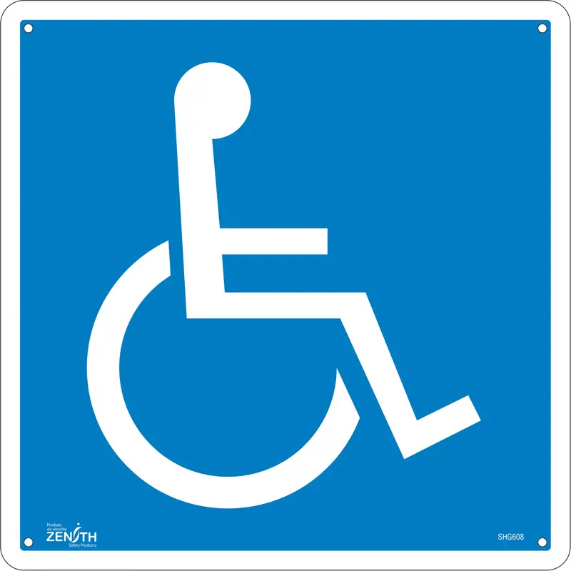 Handicap Csa Standard Safety Sign, 12" X 12", Aluminum, Pictogram 1