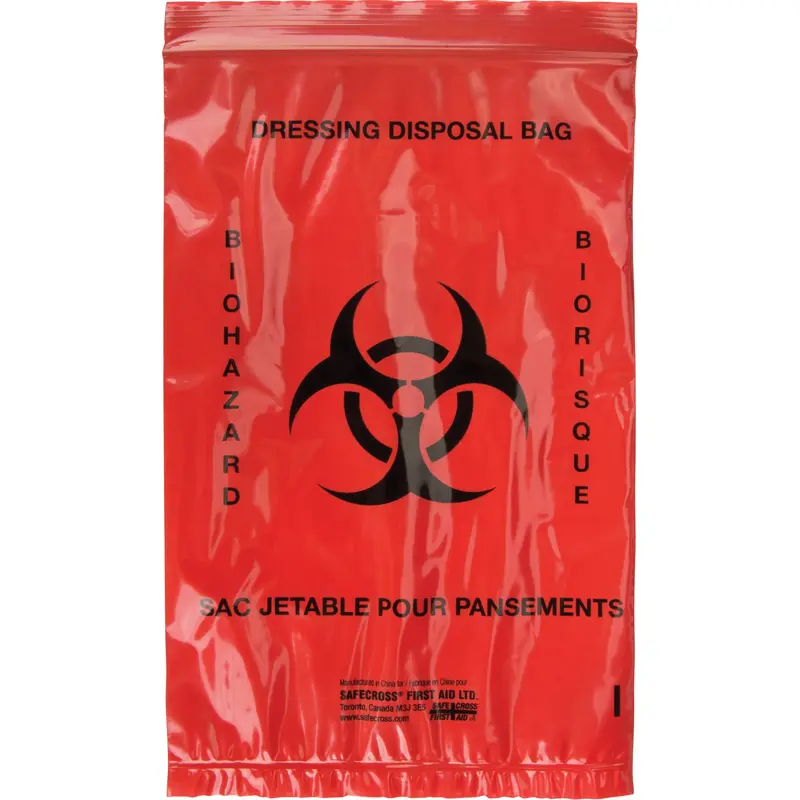 Hazardous Waste Bags, Infectious Waste, 9" L X 6" W 1