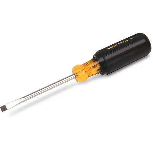 Heavy-Duty Slot Cabinet Tip Screwdriver, 1/4" Tip, Round, 14-11/32" L, Cushion Grip Handle 1