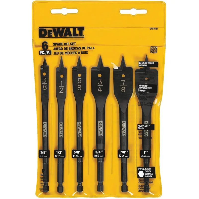 Heavy-Duty Spade Bit Set, 6 Pieces 1