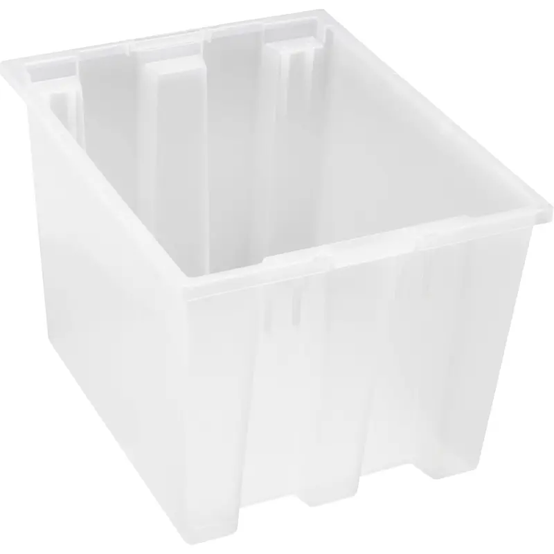 Heavy-Duty Stack & Nest Tote, 13" X 15.5" X 19.5", Clear 1