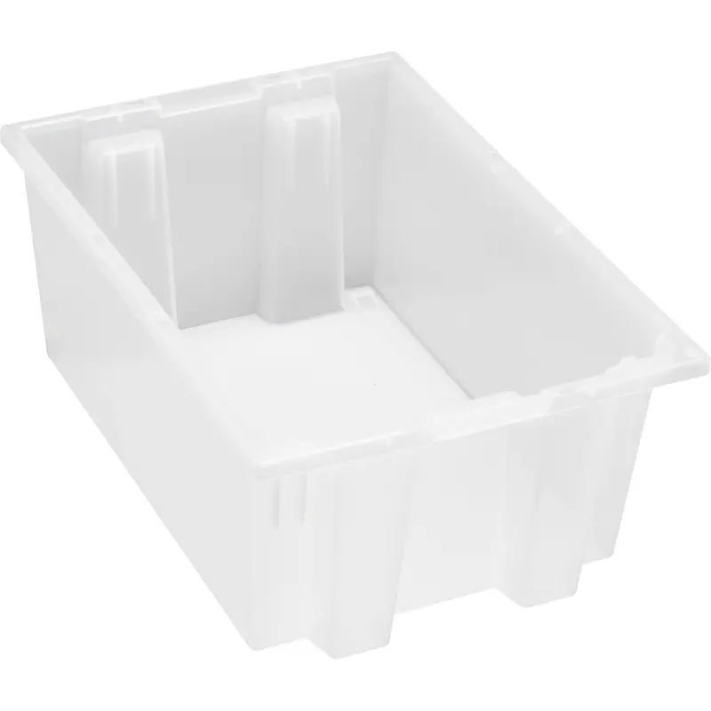 Heavy-Duty Stack & Nest Tote, 8" X 13.5" X 19.5", Clear 1
