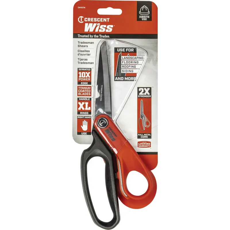 Heavy-Duty Titanium Coated Tradesman Shears, 10", Rings Handle 1