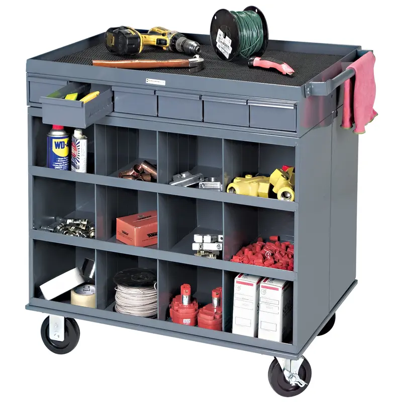 Heavy-Duty Two-Sided Mobile Work Station, 1200 Lbs. Capacity, Steel, 34" X W, 34" X H, 24" D, All-Welded, 6 Drawers 1