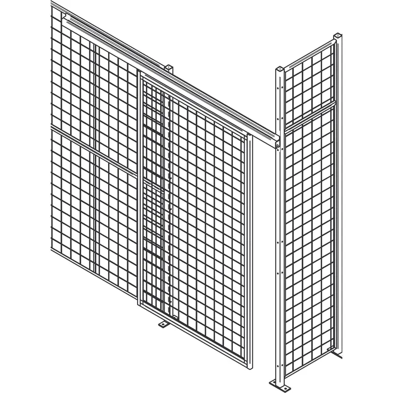 Heavy-Duty Wire Mesh Partition Sliding Door, 4' W X 8' H 1