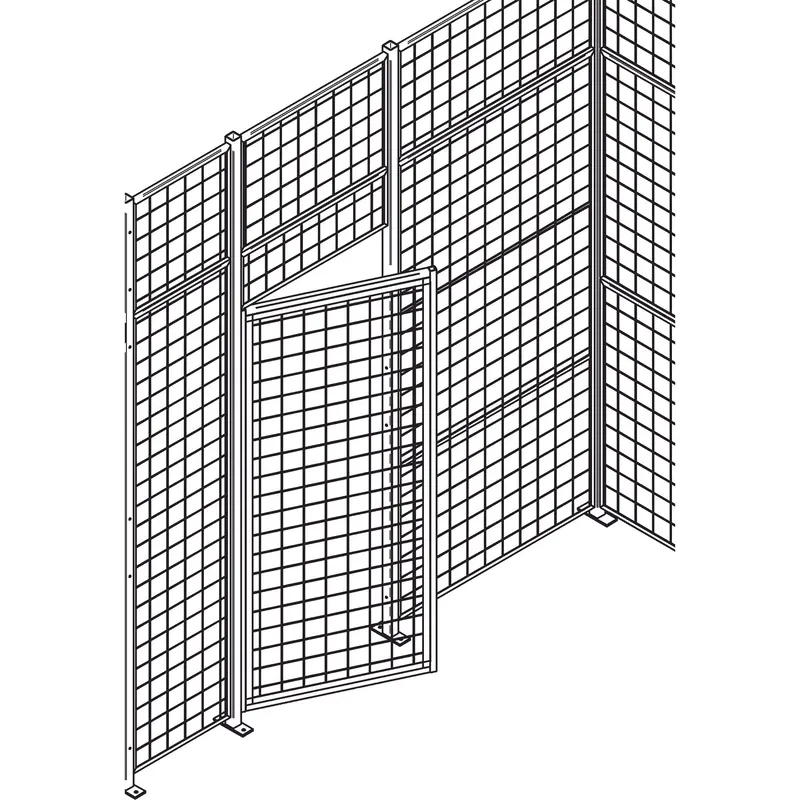 Heavy-Duty Wire Mesh Partition Swing Door, 3' W X 7' H 1