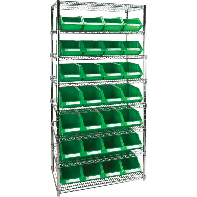 Heavy-Duty Wire Shelving Unit With Storage Bins 1