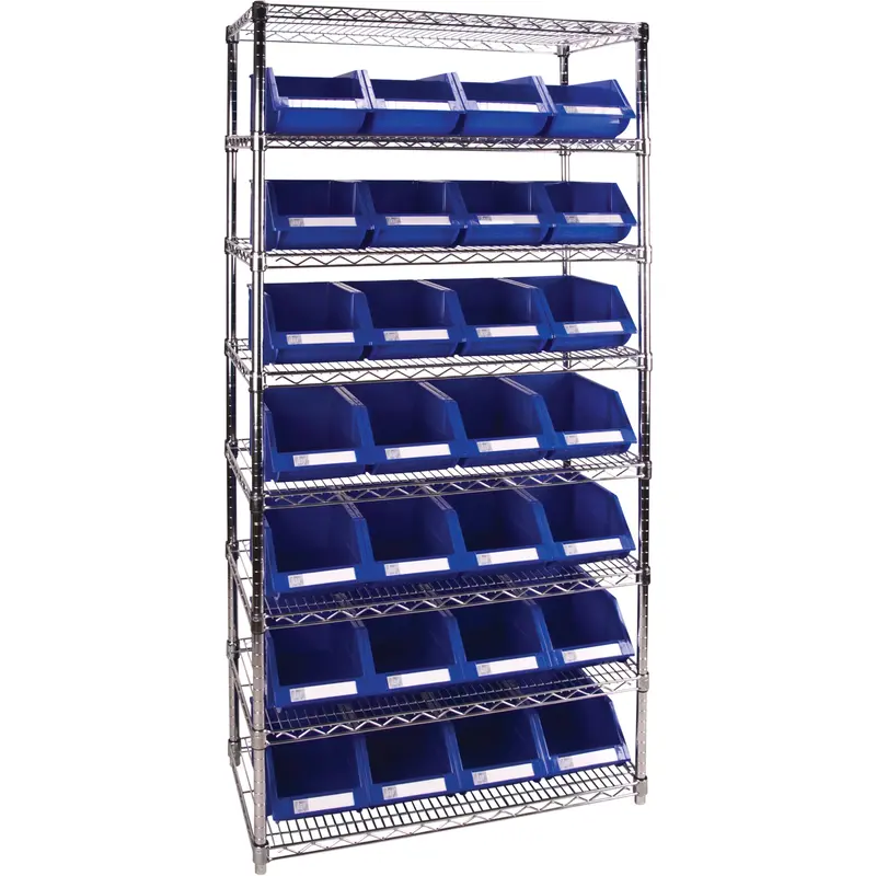 Heavy-Duty Wire Shelving Unit With Storage Bins 1