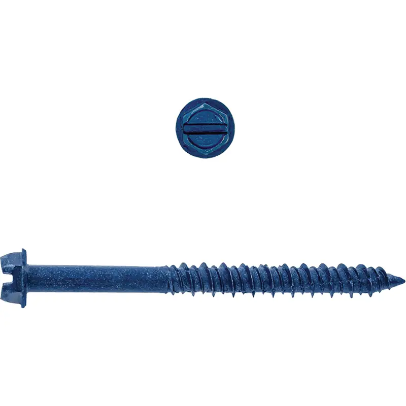Hex Washer Slot Sd Concrete Screws, 3/16" X 1-3/4" L, Zinc Plate 1