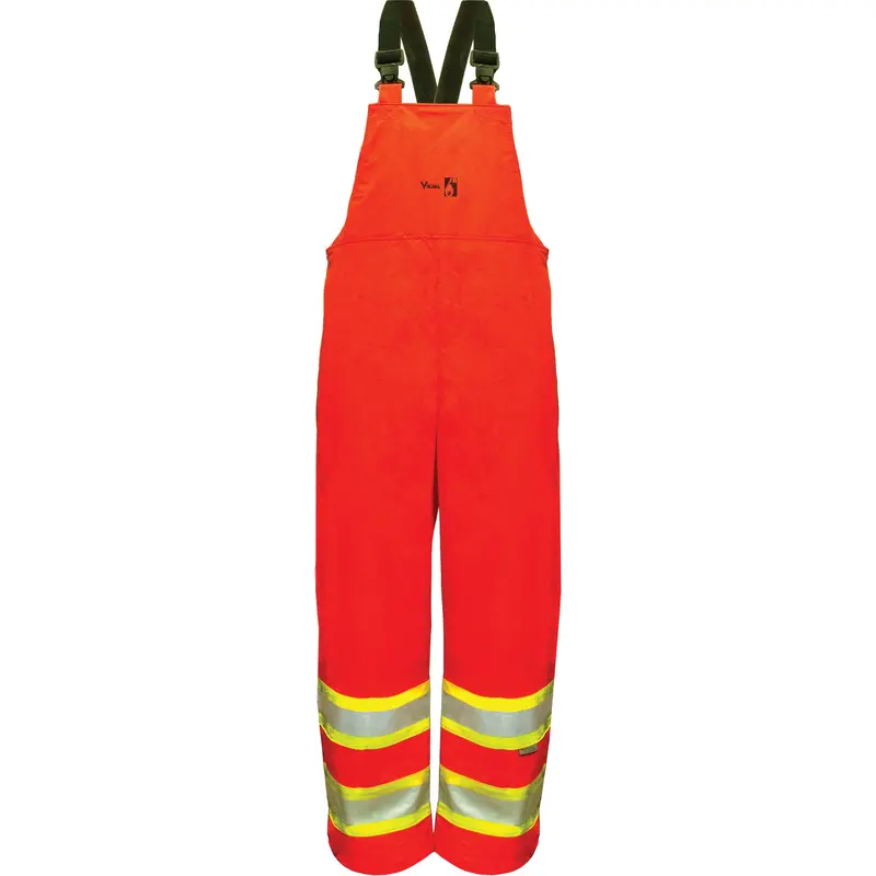 Hi-Vis Fr/Pu Safety Rain Bib Pants, Medium, High Visibility Orange 1