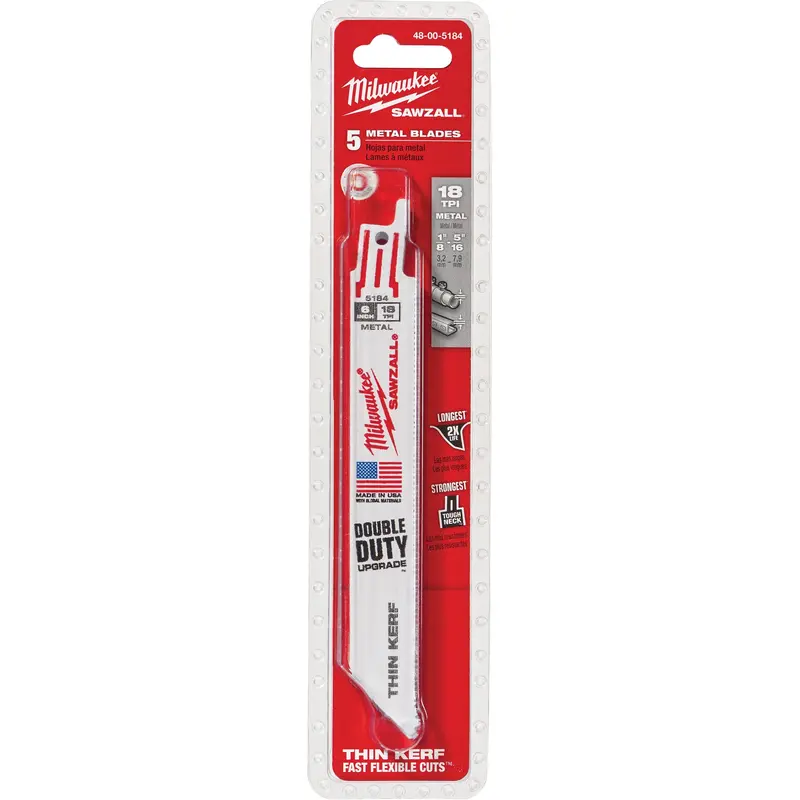 High Performance Super Sawzall® Blades, Bi-Metal, 18 Tpi, 6" L X 3/4" W 1