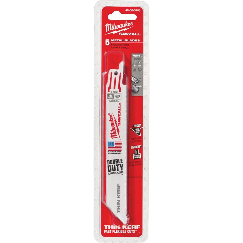 High Performance Super Sawzall® Blades, Bi-Metal, 24 Tpi, 6" L X 3/4" W 1