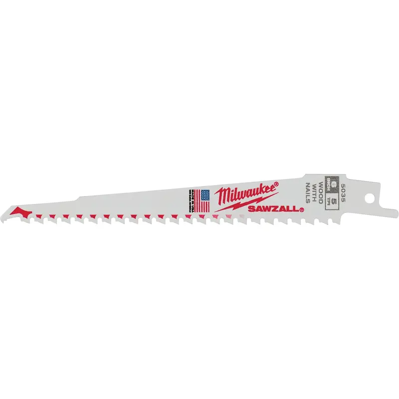 High Performance Super Sawzall® Blades, Bi-Metal, 5 Tpi, 6" L X 3/4" W 1