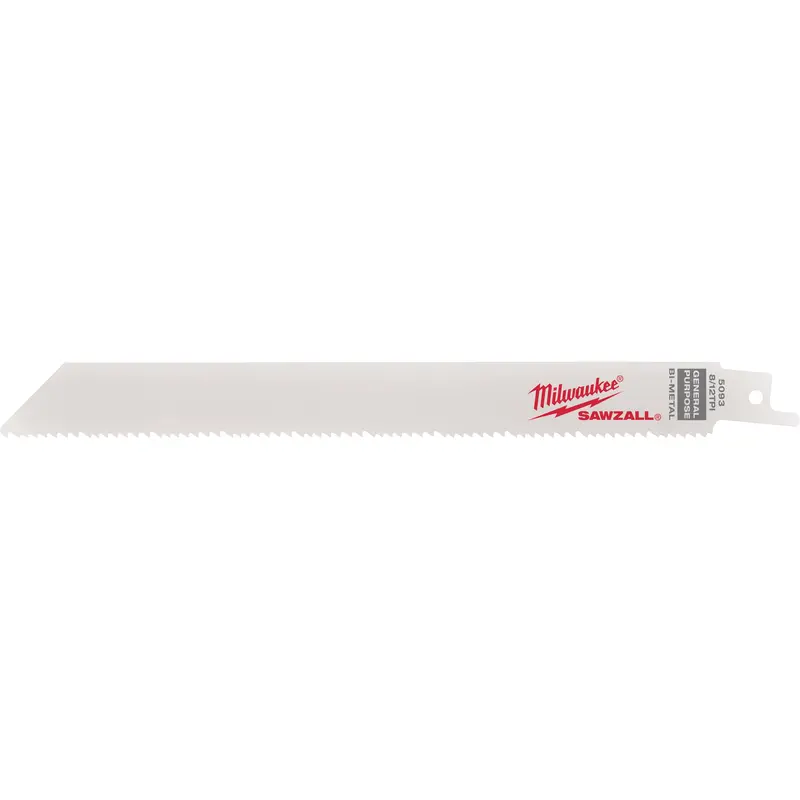 High Performance Super Sawzall® Blades, Bi-Metal, 8.5 Tpi, 8" L X 3/4" W 1