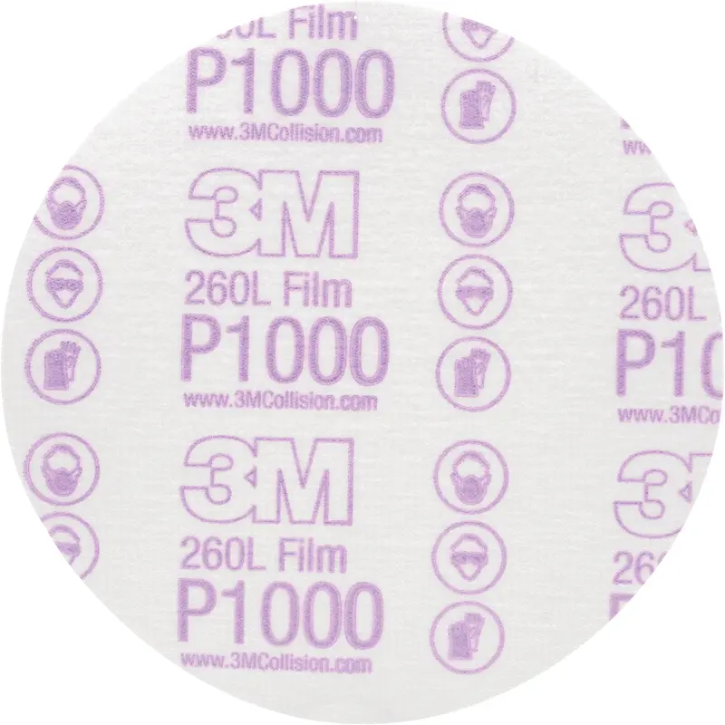 Hookit™ Finishing Film Disc, 6" Dia., P1000 Grit, Aluminum Oxide, Film 1
