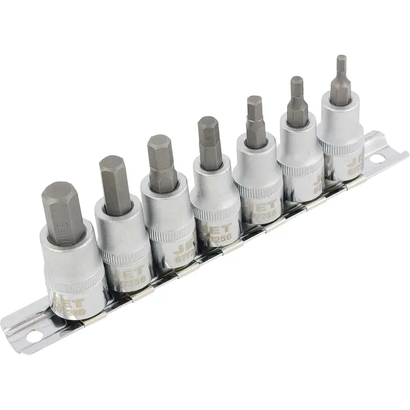 Hsw3811m 7-Piece Metric 2" Long Hex Bit Socket Set, Hex, 3/8" Drive, 7 Pcs 1
