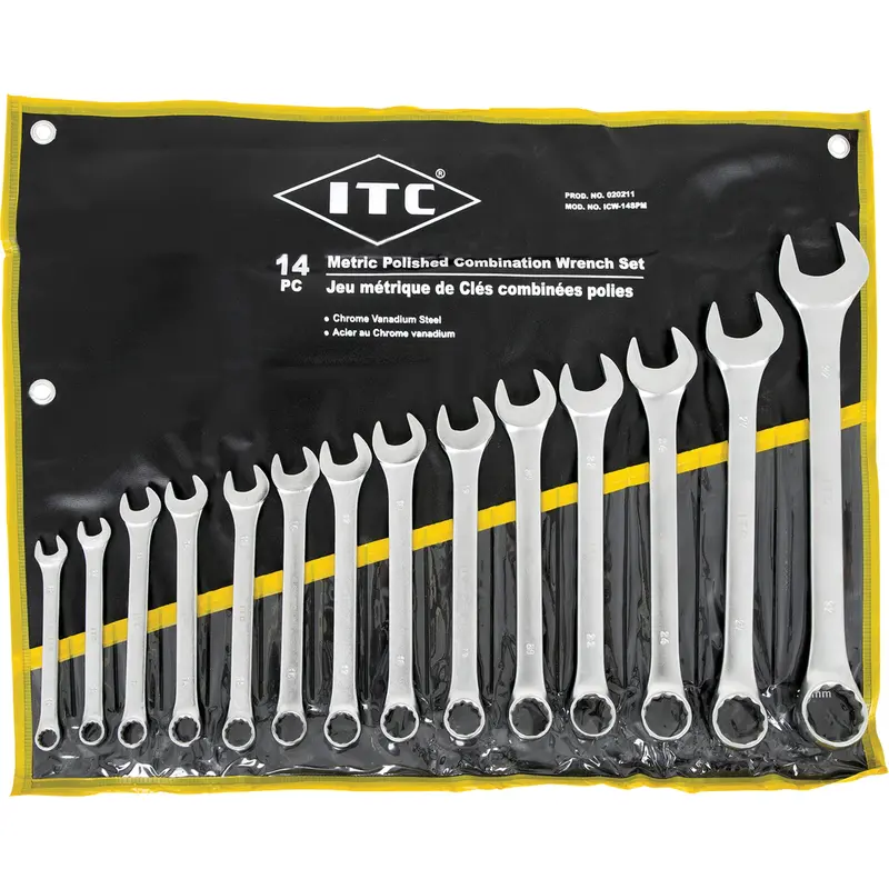 Icw-14Pm Polished Wrench Set, Combination, 14 Pieces, Metric 1
