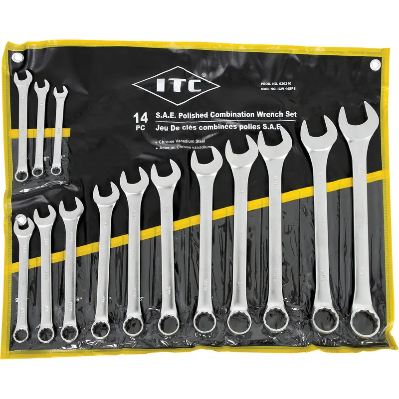 Icw-14Ps Polished Wrench Set, Combination, 14 Pieces, Imperial 1