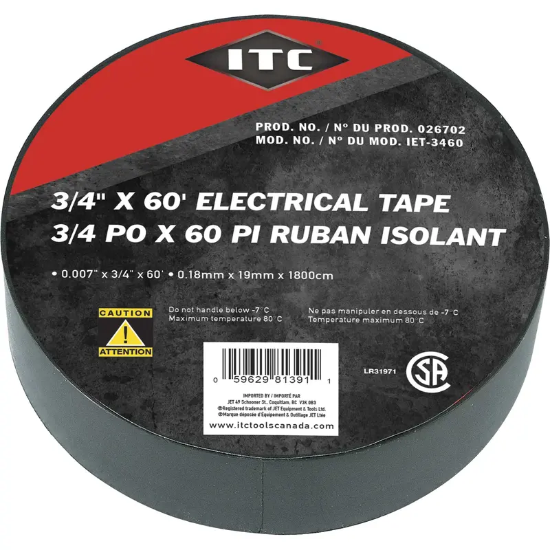 Iet-3460 Electrical Tape, 19 Mm (3/4") X 18.28 M (60'), Black 1