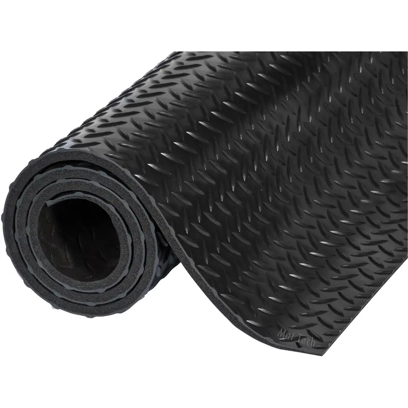 Industrial Deck Plate Mats, Diamond, 3' X 5' X 9/16", Black, Pvc Sponge 1