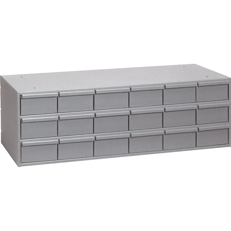 Industrial Drawer Cabinets, 18 Drawers, 33-3/4" W X 17-1/4" D X 12-7/8" H, Grey 1