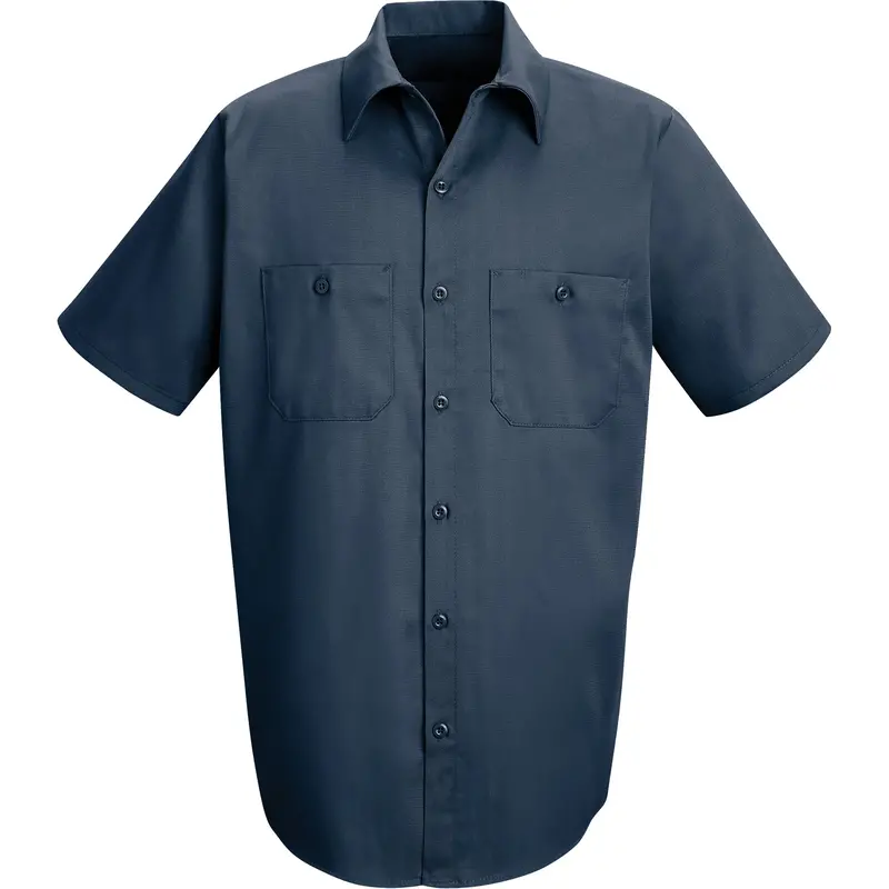 Industrial Solid Work Shirts, Men's, Large, Navy Blue 1
