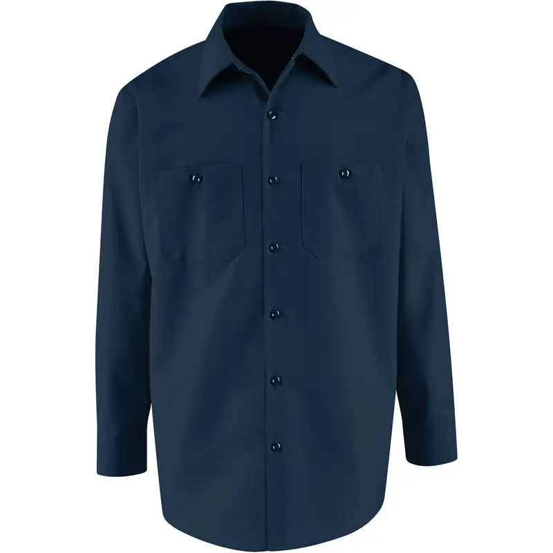 Industrial Solid Work Shirts, Men's, Large, Navy Blue 1