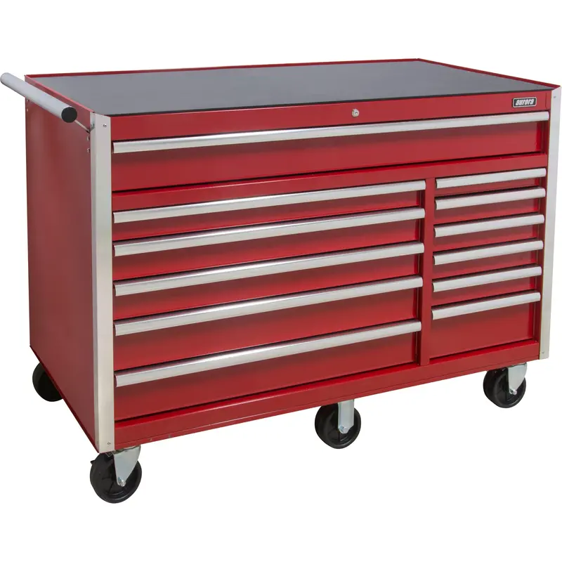 Industrial Tool Cart, 12 Drawers, 56" W X 24-1/2" D X 38-1/8" H, Red 1