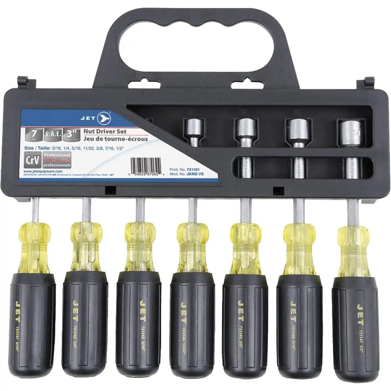 Jknd-7S Cushion Grip Nutdriver Set, 7 Pcs., Non Magnetic, Imperial 1