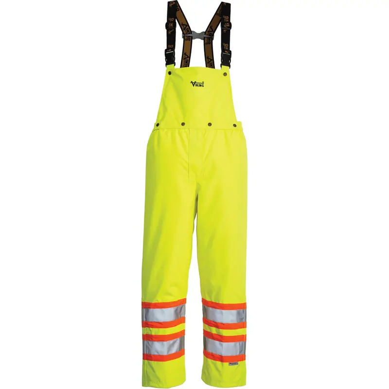 Journeyman Detachable Bib Safety Pants, Polyester, X-Large, High Visibility Lime-Yellow 1