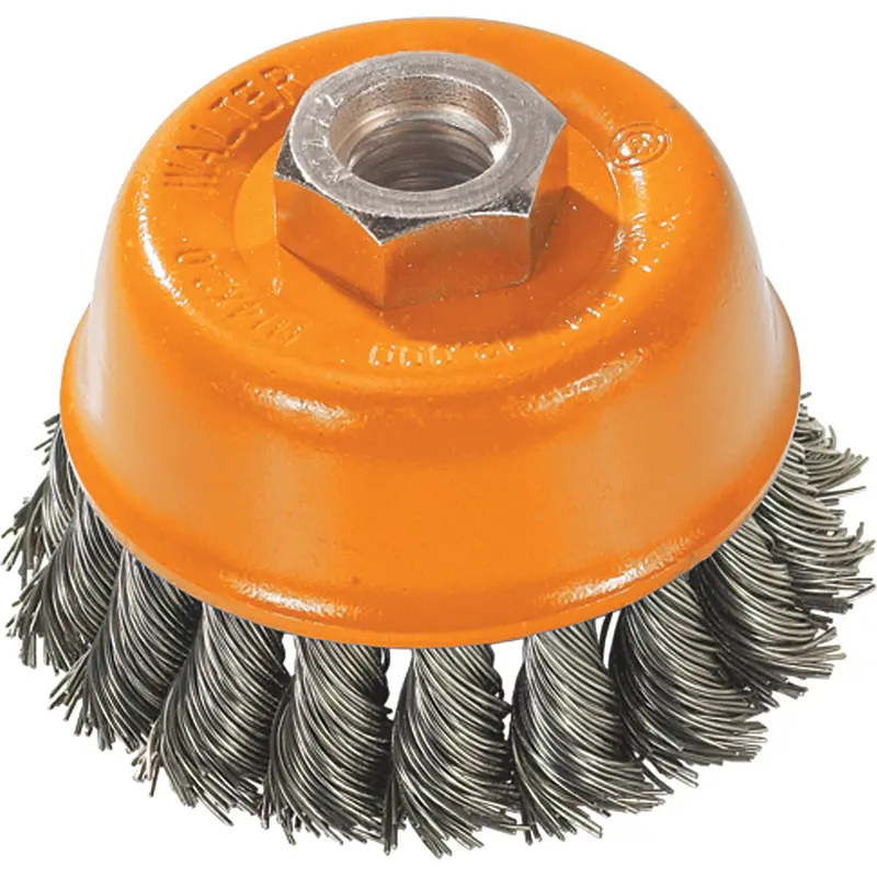Knot-Twisted Wire Cup Brush, 3" Dia. X 5/8"-11 Arbor 1