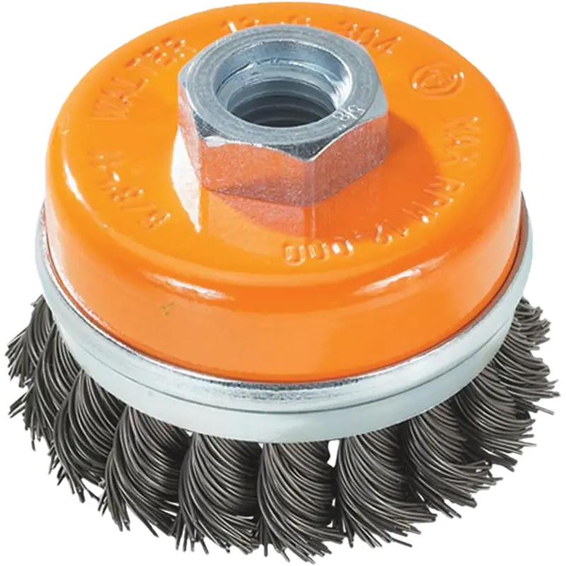 Knot-Twisted Wire Cup Brush, 5" Dia. X 5/8"-11 Arbor 1