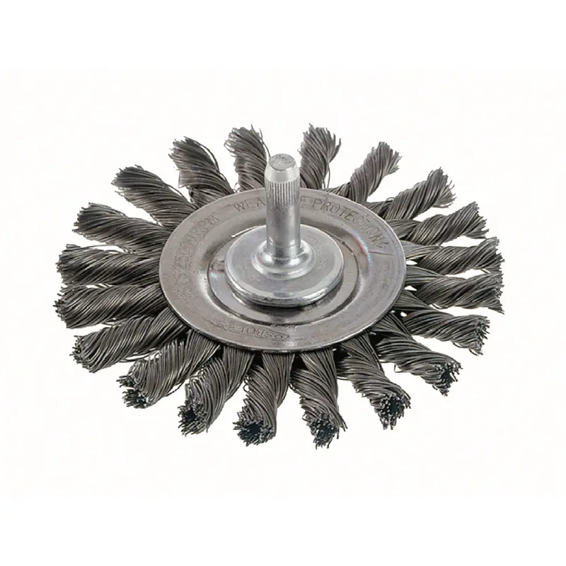 Knot Wire Wheel Brushes - Standard Twist Knot With 1/4" Shank, 4" Dia., 0.014" Fill, Steel 1