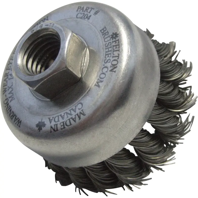 Knotted Wire Wheel Cup Brushes, 3-1/2" Dia. X 5/8"-11 Arbor 1