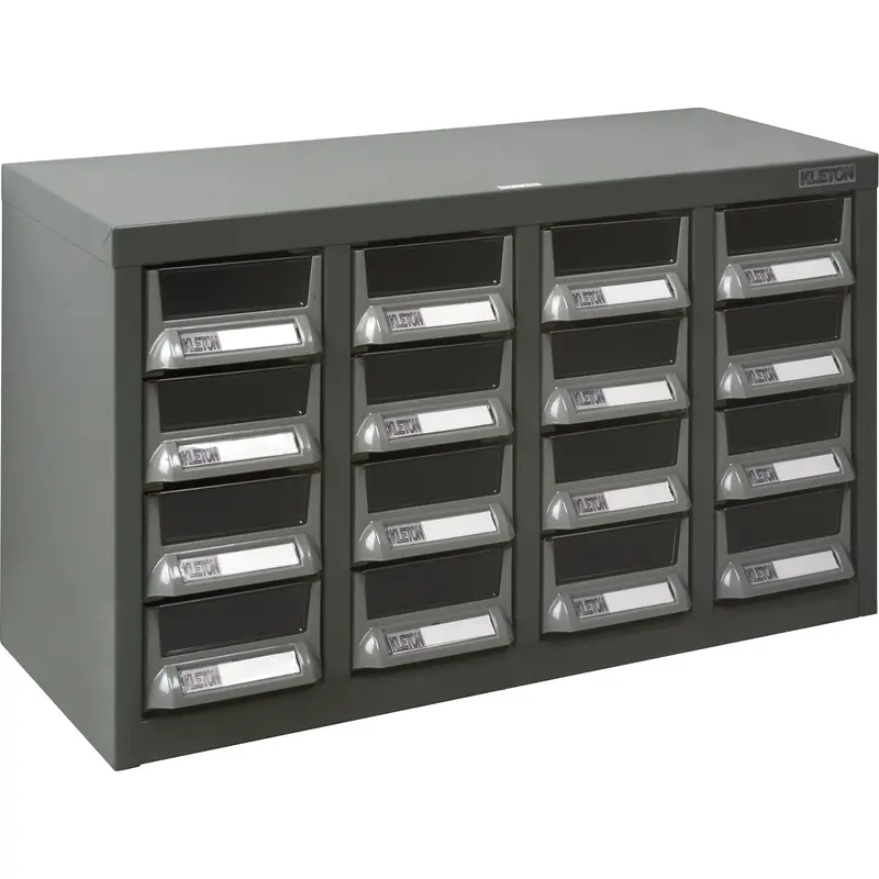 Kpc-400 Parts Cabinet, Galvanized Steel, 16 Drawers, 23-1/10" X 8-7/10" X 13-4/5", Grey 1