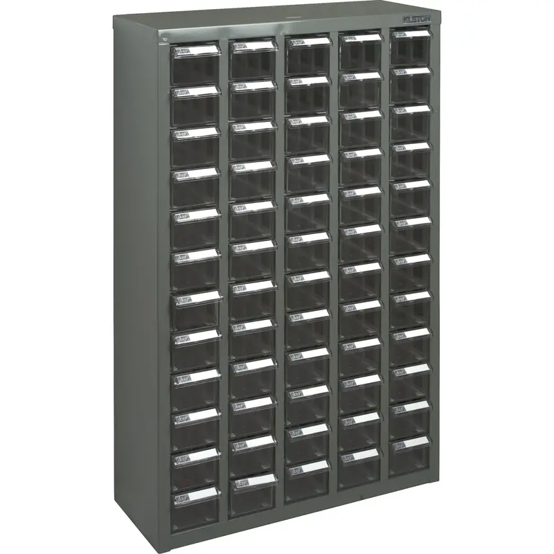 Kpc-500 Parts Cabinet, Galvanized Steel, 60 Drawers, 22-3/5" X 8-7/10" X 36-9/10", Grey 1