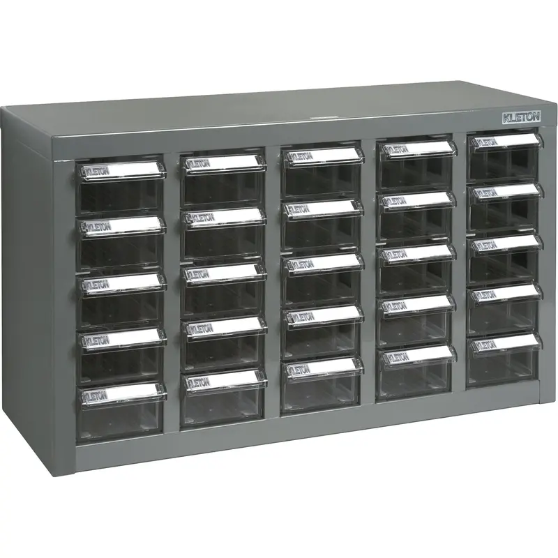 Kpc-600 Parts Cabinet, Galvanized Steel, 25 Drawers, 23-1/10" X 8-7/10" X 13-4/5", Grey 1
