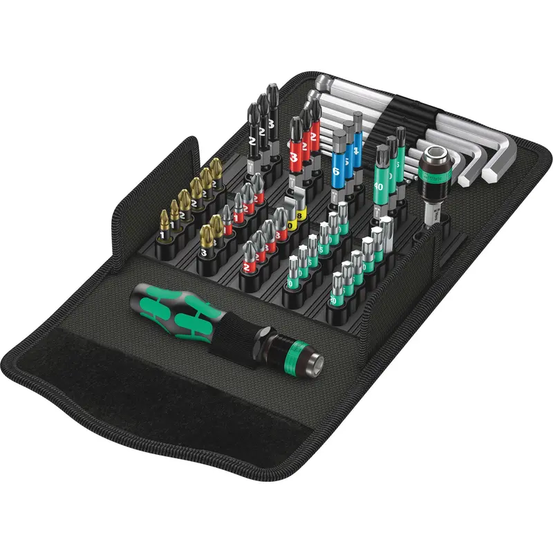 Kraftform Kompakt 100 Screw Driving Set 52-Pc, 6-1/32" L, Plastic Handle 1