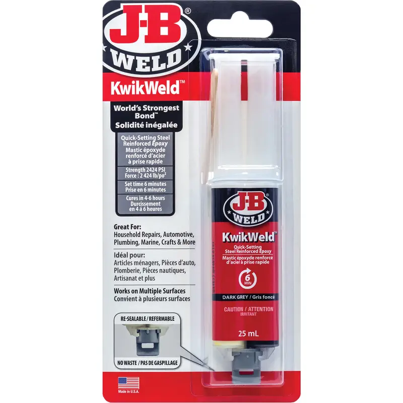 Kwikweld Adhesive, 25 Ml, Syringe, Two-Part, Grey 1