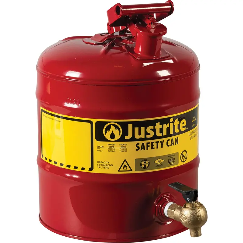 Laboratory Safety Cans, Type I, Steel, 5 Us Gal., Red, Fm Approved 1