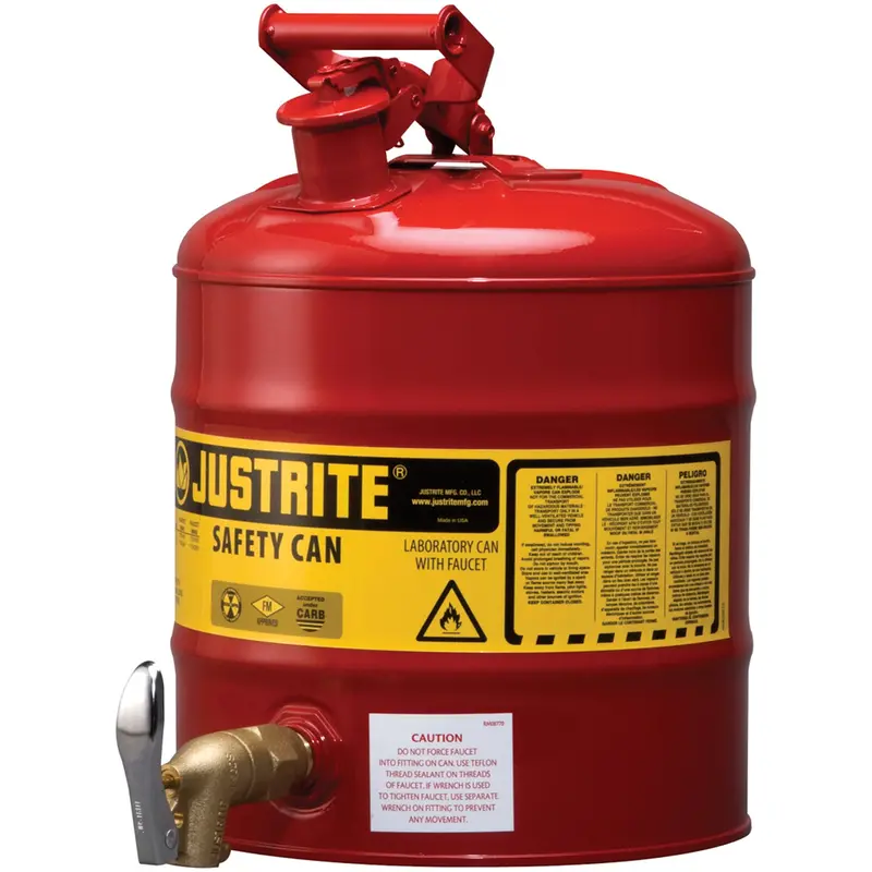 Laboratory Safety Cans, Type I, Steel, 5 Us Gal., Red, Fm Approved 1