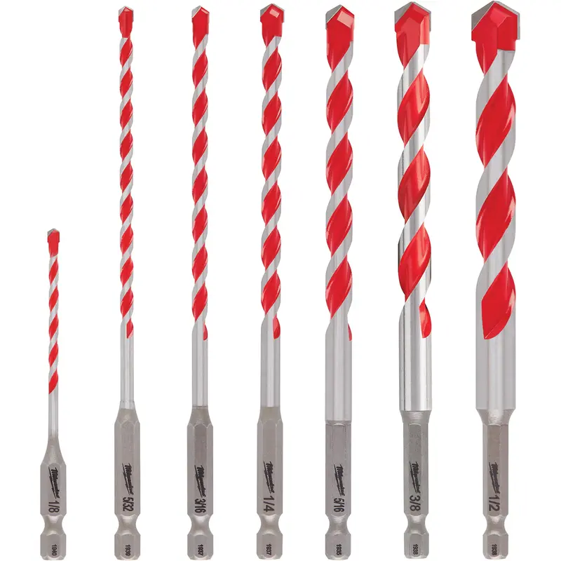 Large Shockwave™ Hammer Drill Bit Kit, 7 Pieces, Carbide 1