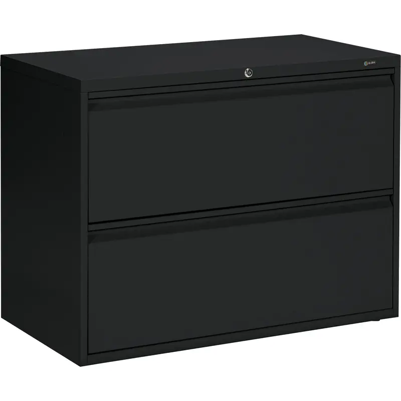 Lateral Cabinet, Steel, 2 Drawers, 36" W X 19-1/4" D X 27-31/100" H, Black 1