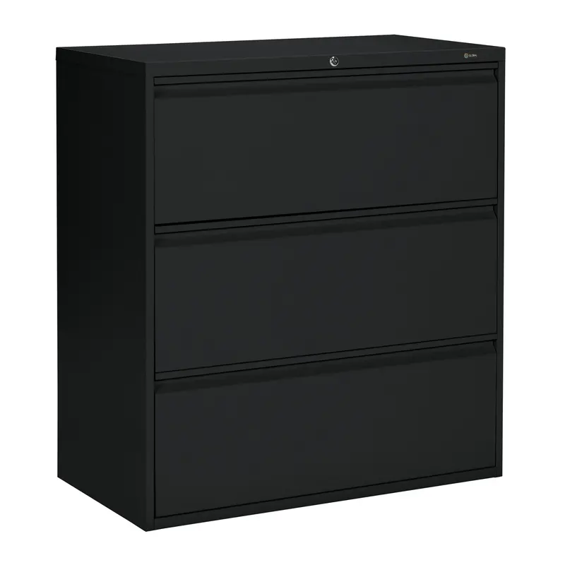 Lateral Filing Cabinet, Steel, 3 Drawers, 36" W X 19-1/4" D X 39-3/50" H, Black 1