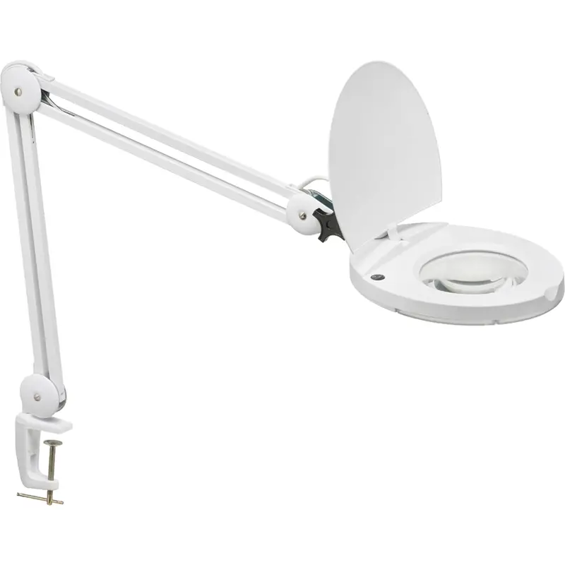 Led Magnifier With A-Bracket, 3 Diopter, Led Light, 47" Arm, C-Clamp, White 1