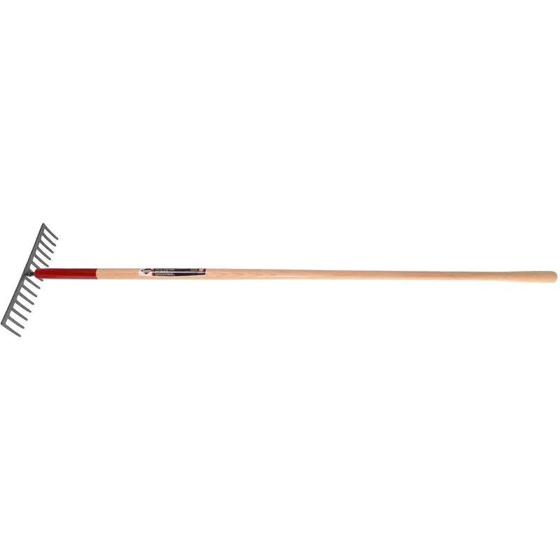 Level Rake, Wood Handle, 14-3/4" W, Tempered Steel Blade, 16 Tines 1