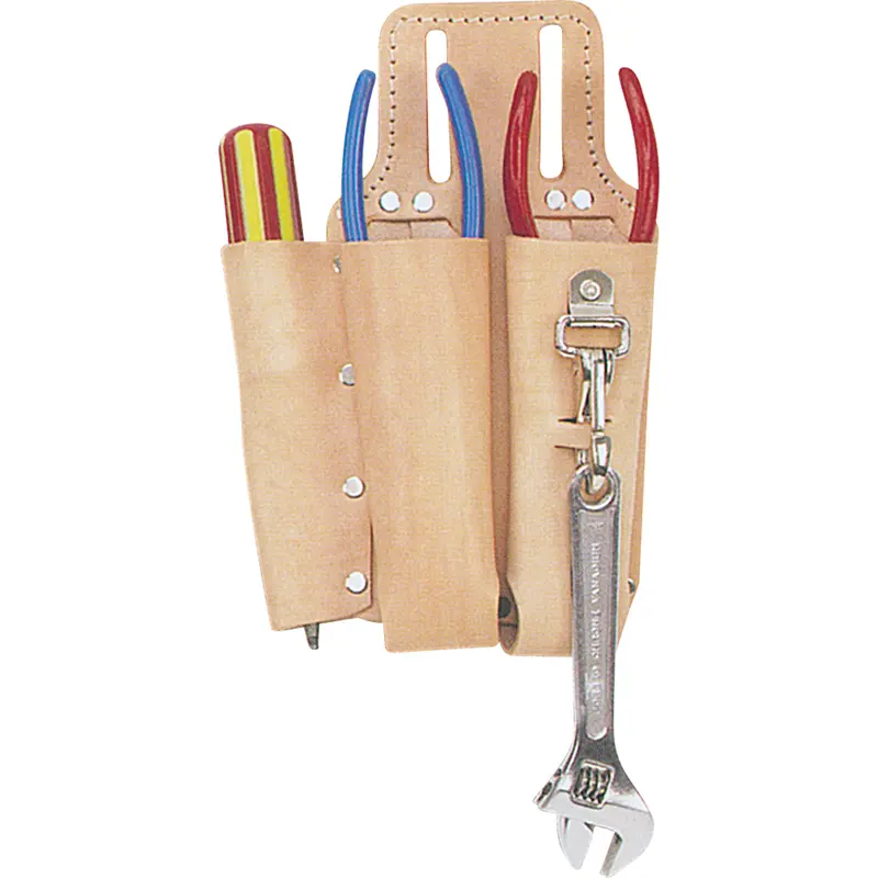 Lineman's Tool Pouch, Multiple Tool Holder, Leather, 3 Pockets 1