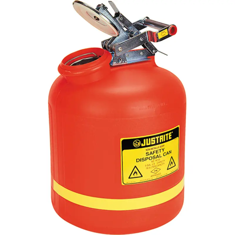Liquid Disposal Cans, Polyethylene, 5 Us Gal., Red, Fm Approved 1
